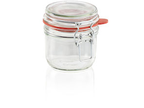 Leifheit Large 34 oz Glass Wide-Mouth Mason Jar for Canning, Set of 6,  Transparent 
