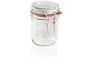Leifheit Large 34 oz Glass Wide-Mouth Mason Jar for Canning, Set of 6,  Transparent 